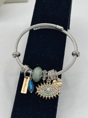 4.21.26-28 Morava Silvertone Twisted Cable Charm bracelet